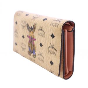 MCM ロゴグラム 三つ折り財布 コンパクトウォレット ラビットプリント ウサギプリント 総柄 ベージュ /BB