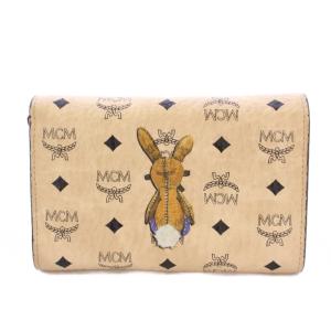 MCM ロゴグラム 三つ折り財布 コンパクトウォレット ラビットプリント ウサギプリント 総柄 ベージュ /BB