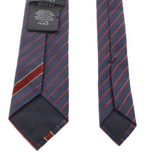 GUCCI レギュラータイ ネクタイ レジメンタルストライプ ロゴ シルク 絹 紺 ネイビー 赤 レッド /AN1
