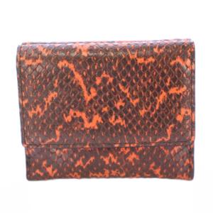 MCM 三つ折り財布 コンパクトウォレット スクエア レザー ロゴ 総柄 赤 レッド 茶 ブラウン /BB
