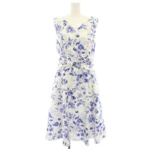 22SS FLORIOGRAPHYドレス ワンピース ひざ丈 ノースリーブ 花柄 プリント 2 白 ホワイト