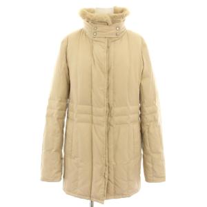 ダウンジャケット アウター ラビットファー 裏地チェック柄 40 ベージュ FR088-656-40 /YT