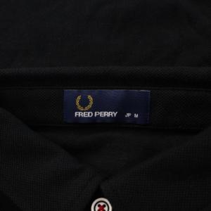FRED PERRY ポロシャツ 半袖 レギュラーカラー ハーフボタン ロゴ 刺繍 鹿の子 M 黒 ブラック /BB