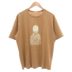 プリントTシャツ L 半袖 クルーネック ロゴ 茶 ブラウン /GV