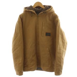 ワークジャケット ロゴ フード 中綿 コットン アウター L 茶 ブラウン BC012761 /AN6