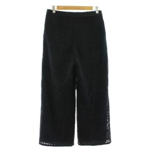 Leilian ネミカ NEMIKA ワイドパンツ クロップド カットワークレース ジップフライ 7 黒 ブラック 0901921