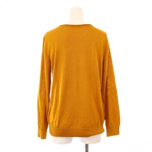 Leilian ニット セーター 長袖 クルーネック ストレッチ 無地 シルク 9 オレンジ /BB