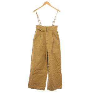 サロペット ワイドパンツ タック ジップフライ 無地 2 ベージュ /BB