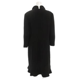 jun ashida フォーマル ワンピース ひざ丈 11 七分袖 フリルネック ウール 黒 ブラック /GV