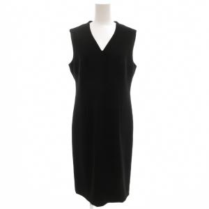 ノースリーブワンピース 11 ひざ丈 Vネック 黒 ブラック /GV
