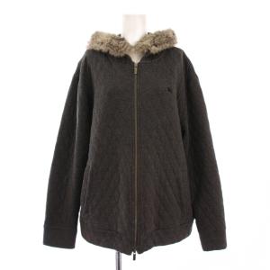 ジップアップパーカー ジャケット アウター フード ストレッチ ラビットファー ロゴ 4 グレー /BB