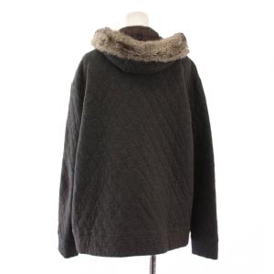 BURBERRY BLACK LABEL ジップアップパーカー ジャケット アウター フード ストレッチ ラビットファー ロゴ 4 グレー /BB