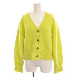 ラムカシミヤ Ｖネックカーディガン ニット 長袖 S 黄緑 イエロー 12022402309 /YM