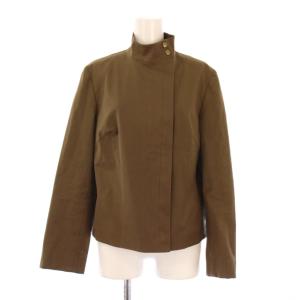スタンドカラージャケット アウター ショート丈 ストレッチ 40 茶 ブラウン /BB
