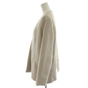 URBAN RESEARCH DOORS ツイードVネックロングジャケット ノーカラージャケット M ベージュ DR34-28E103 /AN4