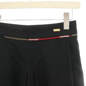 BLUE LABEL CRESTBRIDGE ガウチョパンツ ワイドパンツ チェック切替 クロップド タック 36 黒 ブラック 55R05-640-09