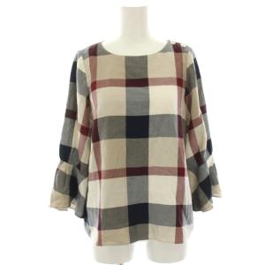 ブラウス シャツ 長袖 チェック プルオーバー 36 ベージュ 紺 ネイビー ボルドー 55M18-337-40