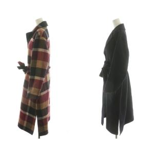 BLUE LABEL CRESTBRIDGE コート チェック柄 リバーシブル 36 ベージュ ブラック レッド