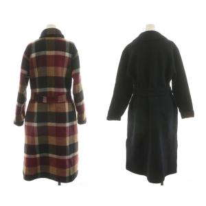BLUE LABEL CRESTBRIDGE コート チェック柄 リバーシブル 36 ベージュ ブラック レッド