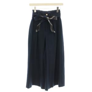 ワイドパンツ リボンベルト 36 ネイビー 紺 55R33-177-29 /G