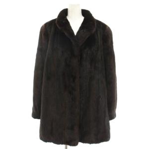 銀サガ ミンクファーコート 毛皮 アウター ミドル 13 ダークブラウン 茶 ブラウン /YT