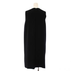 YOKO CHAN YOKOCHAN ワンピース ひざ丈 ノースリーブ クルーネック ストレッチ 無地 40 黒 ブラック /BB