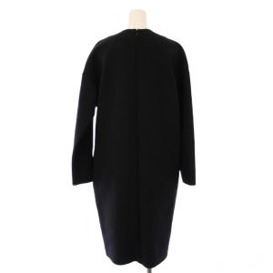 YOKO CHAN YOKOCHAN ミニドレスワンピース ひざ丈 長袖 クルーネック ストレッチ 無地 38 黒 ブラック YCD-414-152