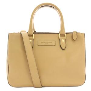 2WAY ミニイングリッド ハンドバッグ ショルダーバッグ レザー ベージュ /HN