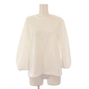ウォッシャブルプルオーバー カットソー 長袖 クルーネック 無地 ストレッチ 38 白 ホワイト 03-1101015