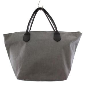 トートバッグ ハンドバッグ 舟型 ナイロン レザー 切替 バイカラー グレー 黒 ブラック /BB