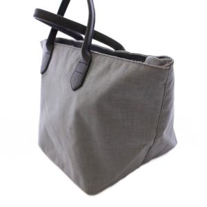 Hervé Chapelier トートバッグ ハンドバッグ 舟型 ナイロン レザー 切替 バイカラー グレー 黒 ブラック /BB