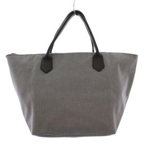Hervé Chapelier トートバッグ ハンドバッグ 舟型 ナイロン レザー 切替 バイカラー グレー 黒 ブラック /BB