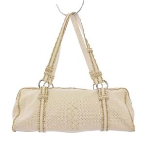 BOTTEGA VENETA パンチングレザー イントレチャート ハンドバッグ ホワイト