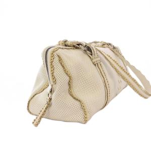 BOTTEGA VENETA パンチングレザー イントレチャート ハンドバッグ ホワイト