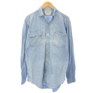 シャツ シャンブレー 長袖 デニム M 水色 /TK