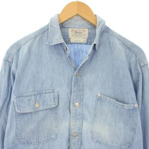 POLO RALPH LAUREN シャツ シャンブレー 長袖 デニム M 水色 /TK