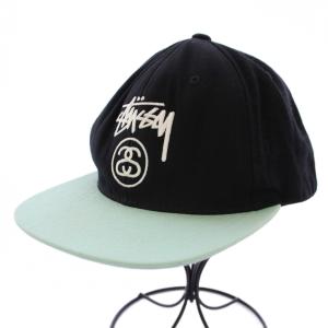 STARTER Stock Lock キャップ 帽子 6パネル ロゴ 刺繍 ウール混 黒 ブラック 水色