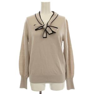 23AW ボウタイ ニット 長袖 ウール 38 グレージュ Vネック KRWOSW0455 /G