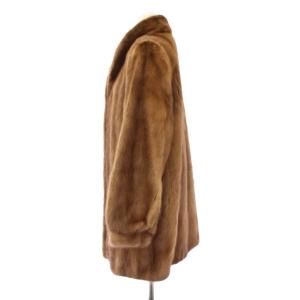 SAGA FOX ミンクファーコート 毛皮 アウター 前開きトッパー ショールカラー ワンカラー 茶 ブラウン /BB
