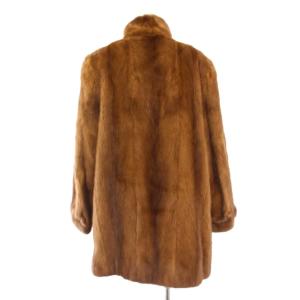 SAGA FOX ミンクファーコート 毛皮 アウター 前開きトッパー ショールカラー ワンカラー 茶 ブラウン /BB