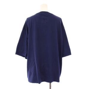 Framework 23SS Tシャツ 半袖 クルーネック ストレッチ ロゴ プリント F 紺 ネイビー /BB