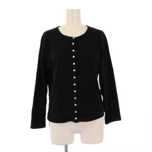 カーディガンプレッション 長袖 クルーネック 薄手 ショート丈 2 黒 ブラック ED17J000 /BB