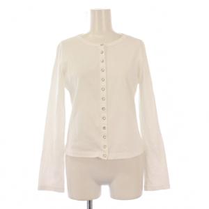 ADAM ET ROPE カーディガン 長袖 クルーネック ストレッチ 薄手 M 白 ホワイト /BB