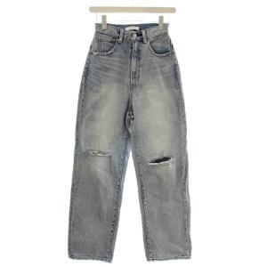 デニムパンツ ハイウエスト ジーンズ ダメージ加工 24 青 ブルー 010GAS11-5200 /G