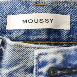 MOUSSY デニムパンツ ハイウエスト ジーンズ ダメージ加工 24 青 ブルー 010GAS11-5200 /G
