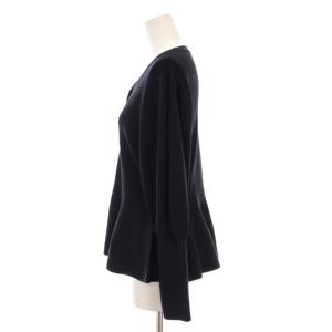 ANAYI 23SS レーヨンナイロン ペプラム Ｖネック カーディガン ニット 長袖 38 紺 ネイビー 10231816490