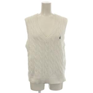 ニット ベスト コットン ノースリーブ S ホワイト 白 /G