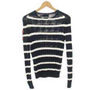 Polo by Ralph Lauren ニット セーター 長袖 ボーダー マリン刺繍 S 紺 ネイビー 白 ホワイト 0200018272 /HN