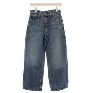 デニムパンツ ダメージ加工 ボタンフライ USED加工 27 青 ブルー /G