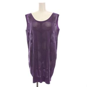 イッセイミヤケ カットソー ノースリーブ メッシュ 3 紫 PP32LT963 /YM